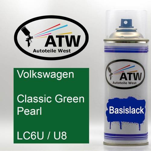 Volkswagen, Classic Green Pearl, LC6U / U8: 400ml Sprühdose, von ATW Autoteile West.